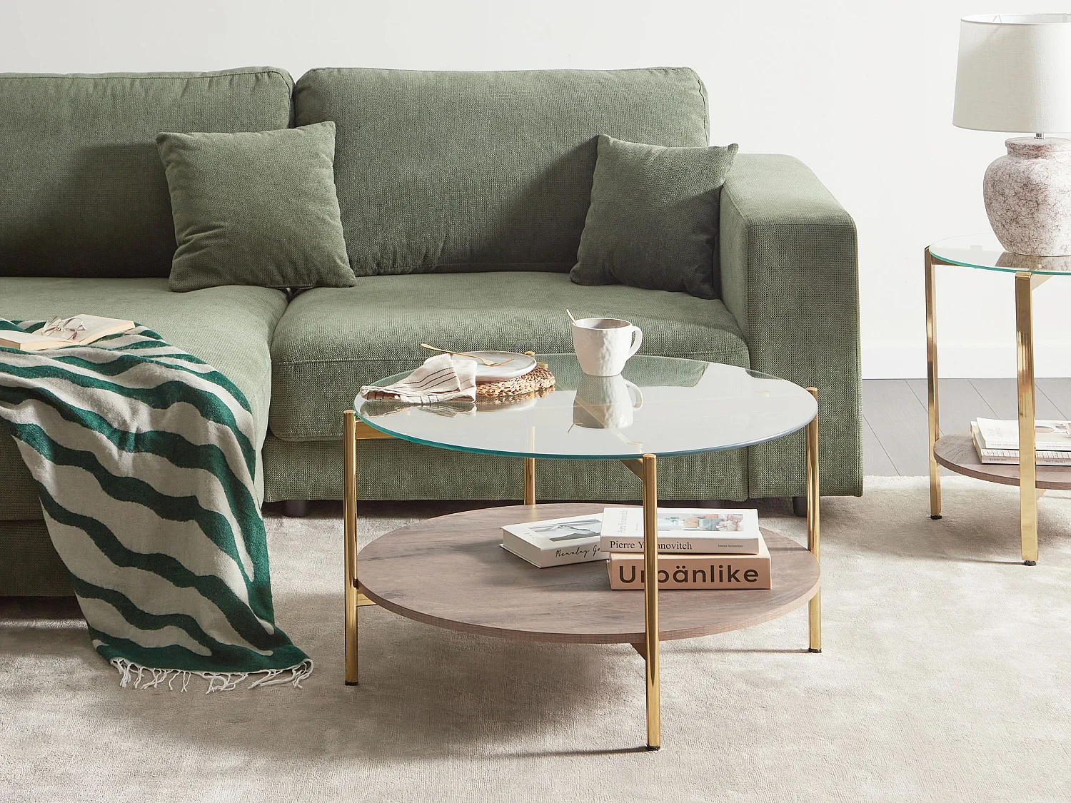 Couchtisch LOVELL Sicherheitsglas Gold