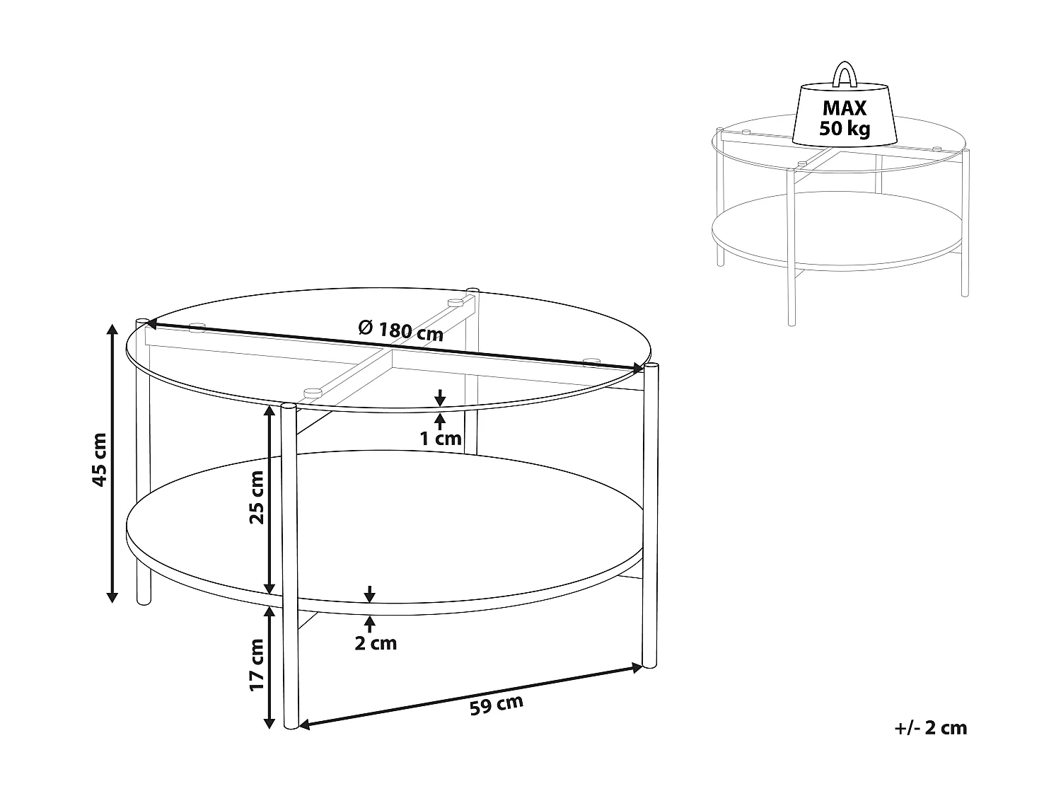 Mesa de centro LOVELL Vidrio templado Dorado