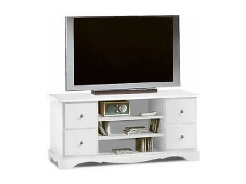 MilaniHome.it - Mobile Porta Tv In Legno Massello 117x49x53di coloreBianco