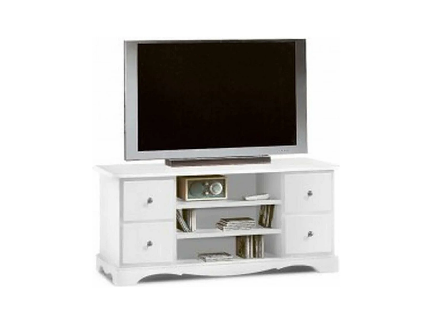 MilaniHome.it - Mobile Porta Tv In Legno Massello 117x49x53di coloreBianco