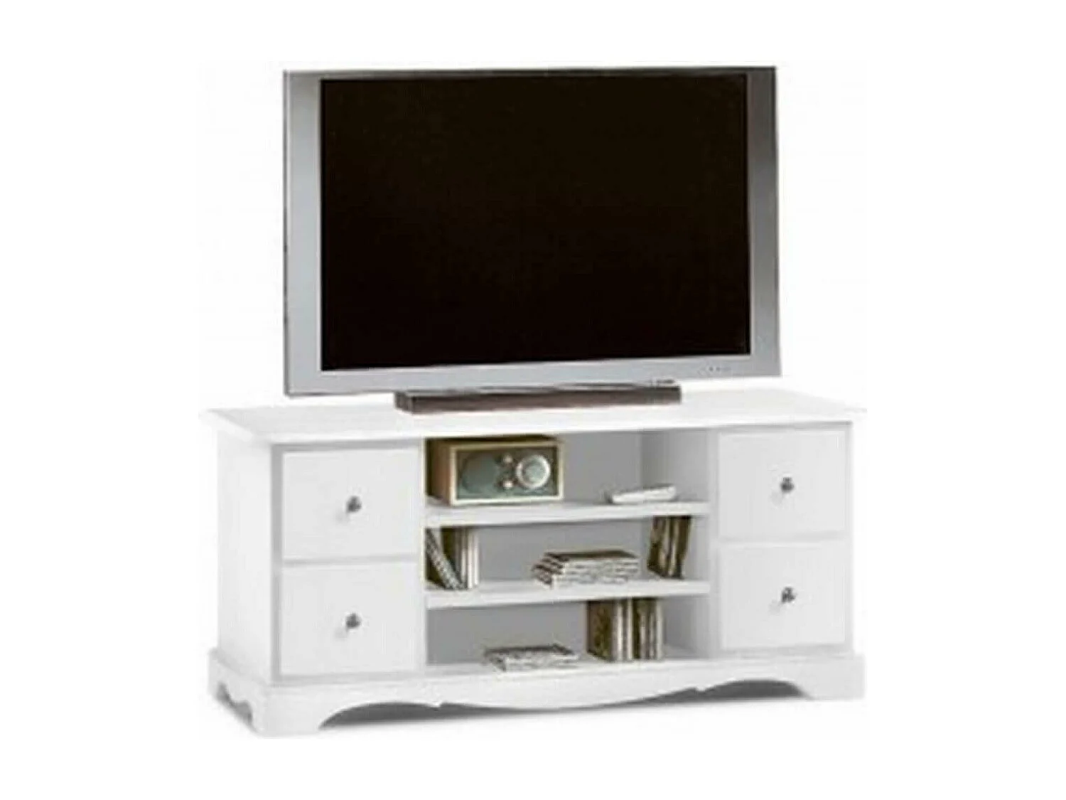 MilaniHome.it - Mobile Porta Tv In Legno Massello 117x49x53di coloreBianco