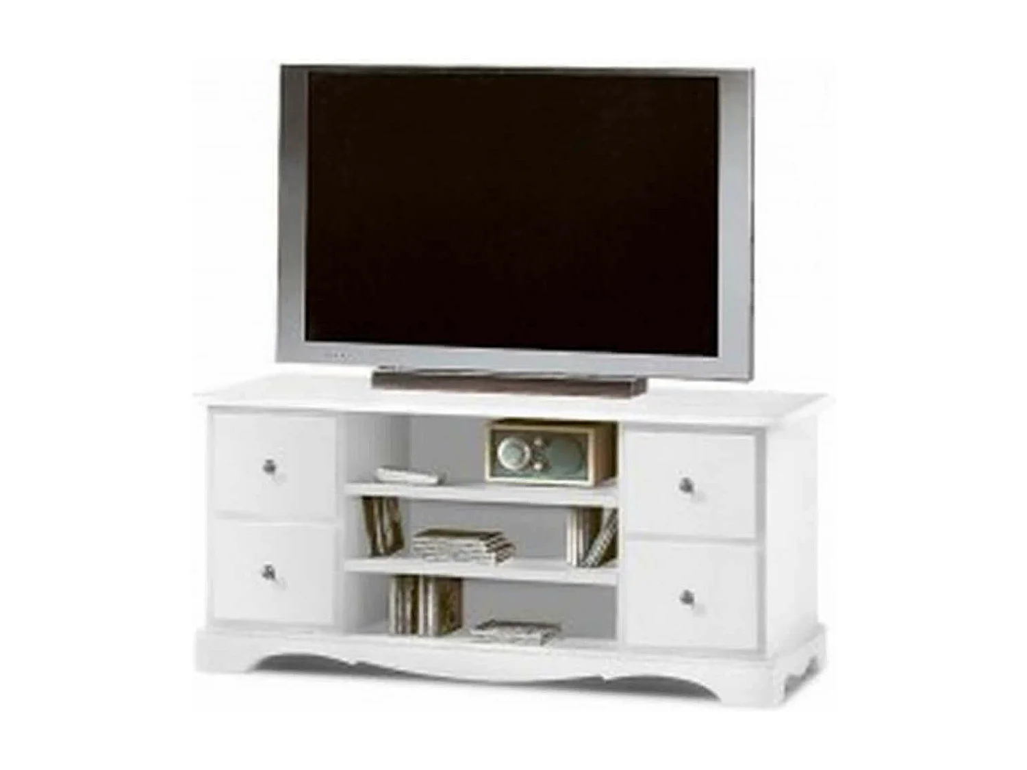 MilaniHome.it - Mobile Porta Tv In Legno Massello 117x49x53di coloreBianco