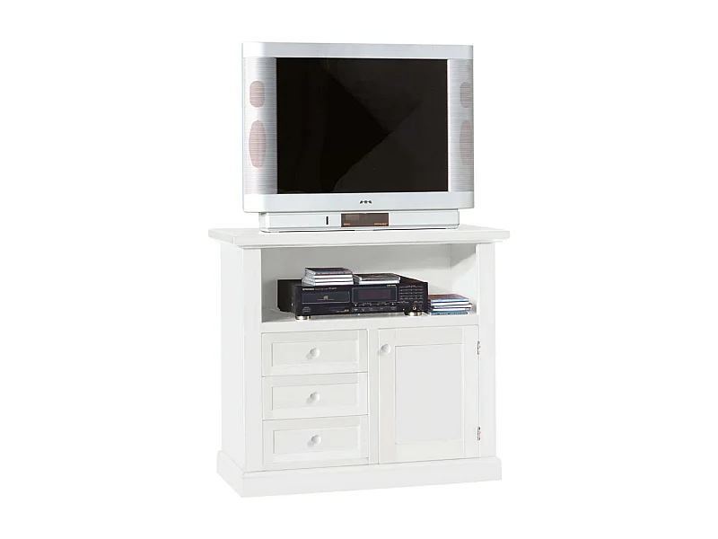 MilaniHome.it - Mobile Porta Tv In Legno Massello 84x40x80di coloreBianco