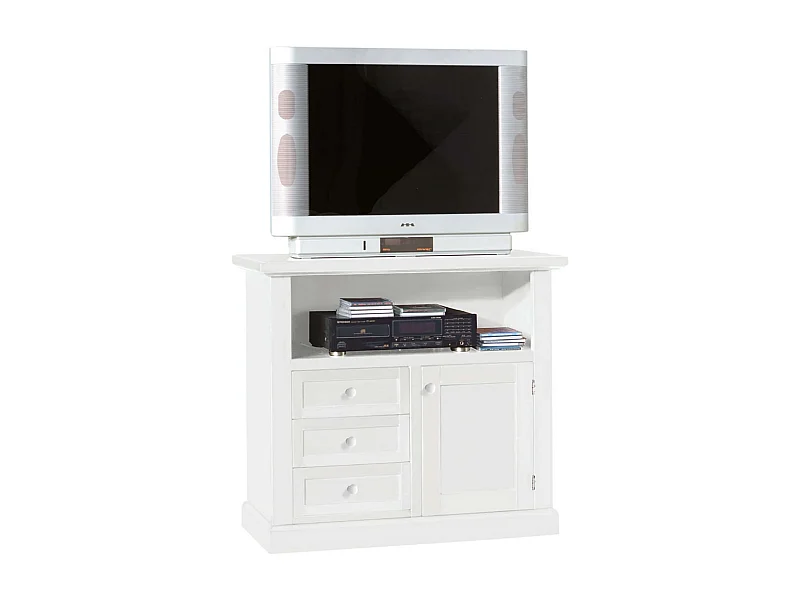 MilaniHome.it - Mobile Porta Tv In Legno Massello 84x40x80di coloreBianco