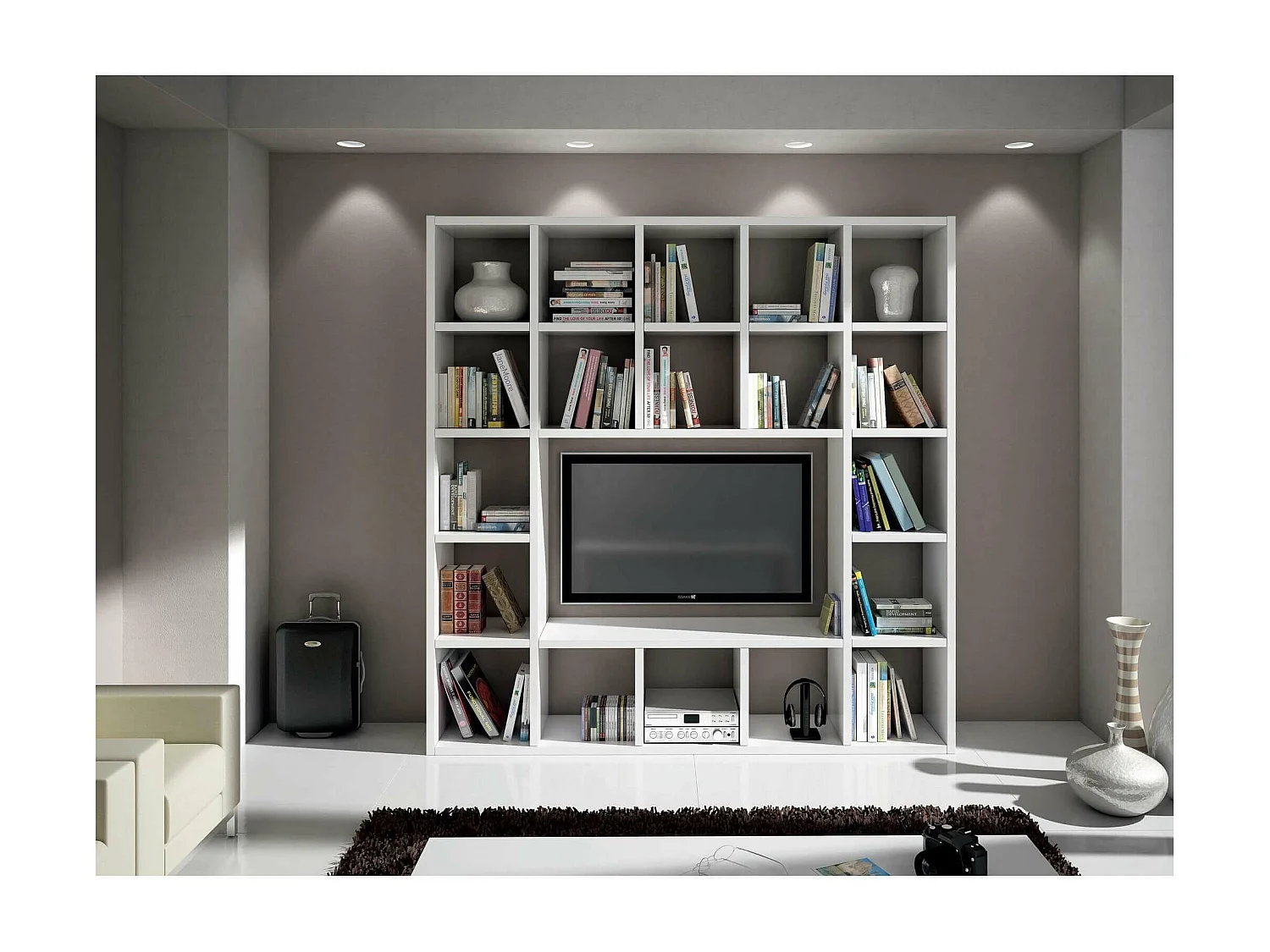 MilaniHome.it - Parete In Legno Frassinato 218x30x218di coloreBianco