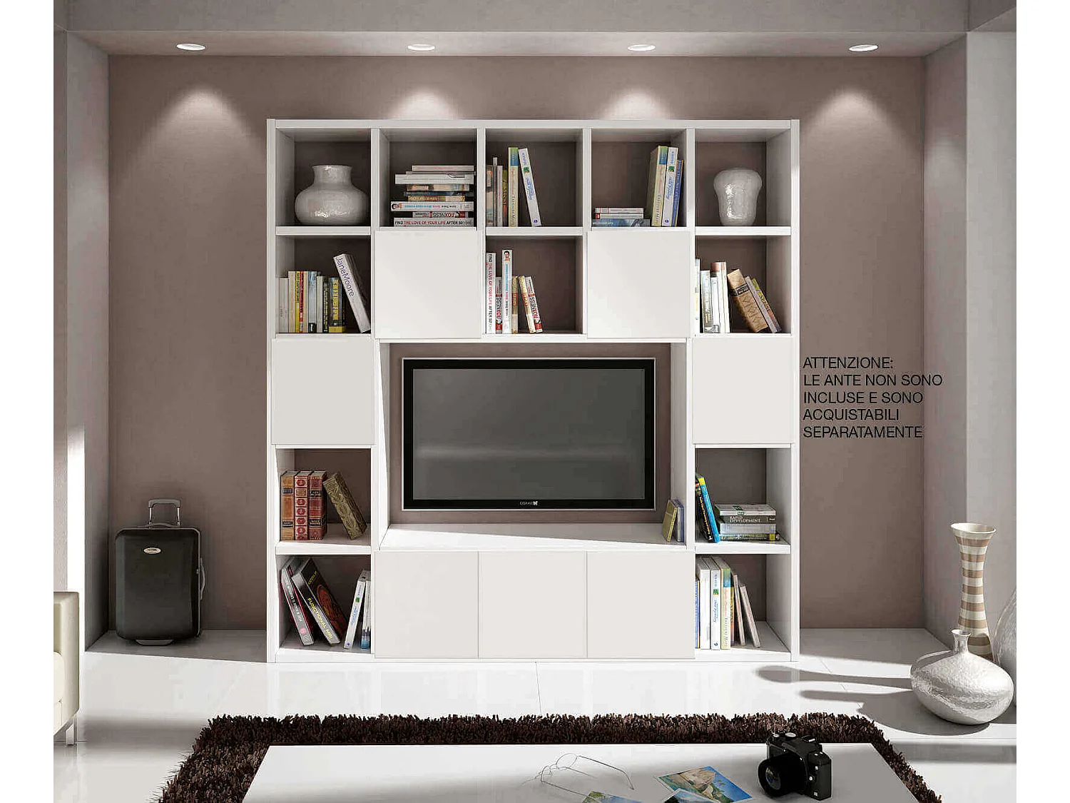 MilaniHome.it - Parete In Legno Frassinato 218x30x218di coloreBianco