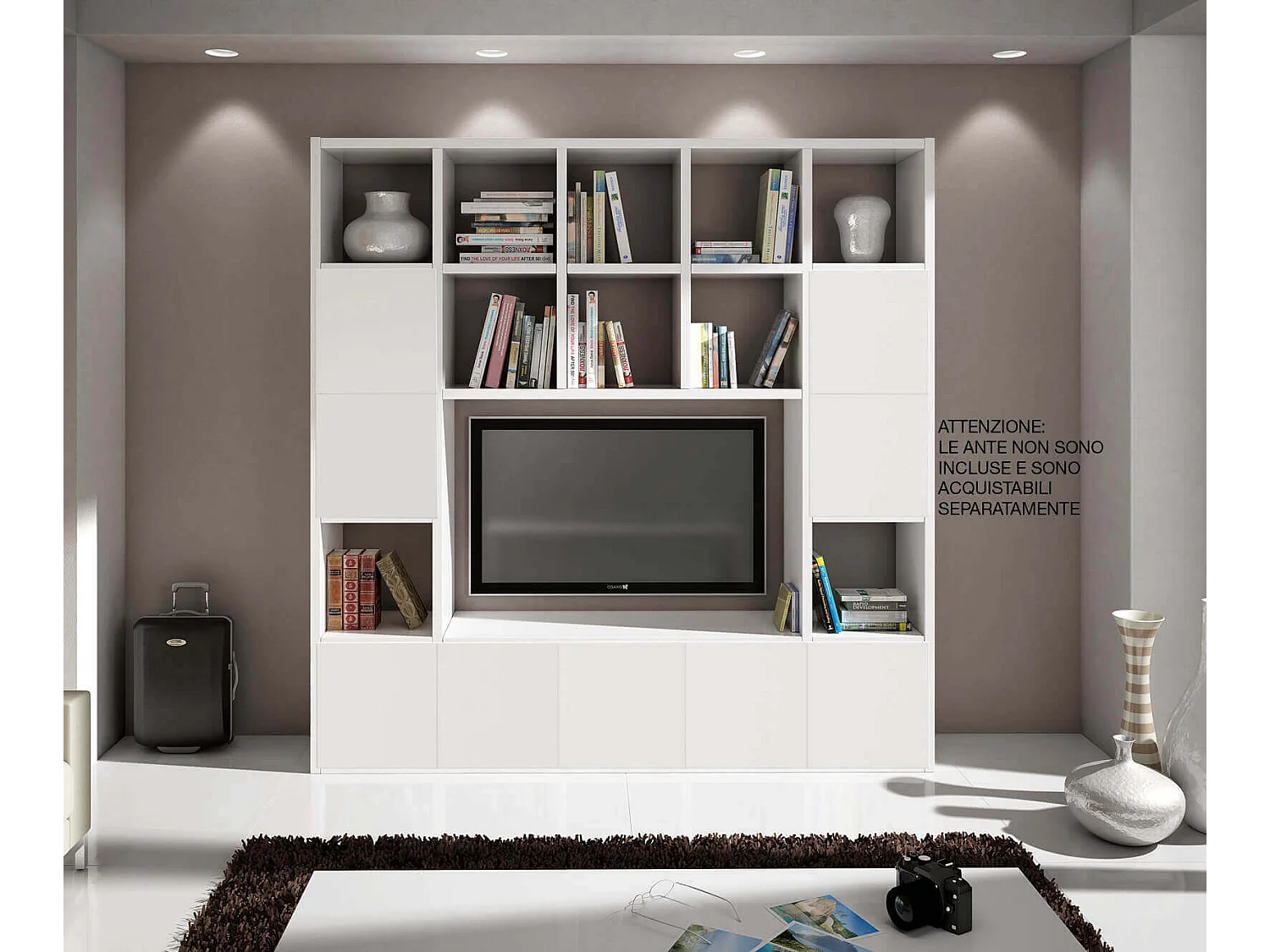 MilaniHome.it - Parete In Legno Frassinato 218x30x218di coloreBianco