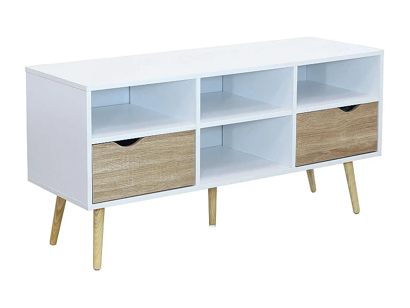 MilaniHome.it - Porta Tv Mobile Moderno Di Design Moderno Stile Minimalista Colore Bianco, Cm 117x39x58 Hdi coloreBianco