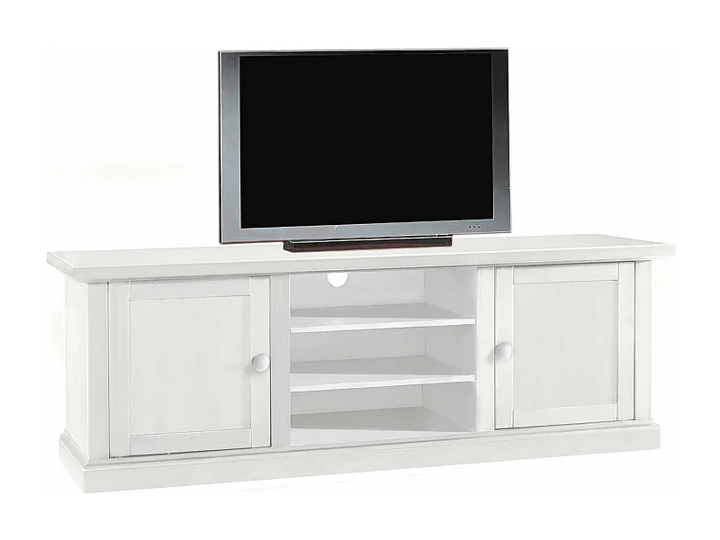 MilaniHome.it - Mobile Porta Tv In Legno Massello 46x160x56di coloreBianco