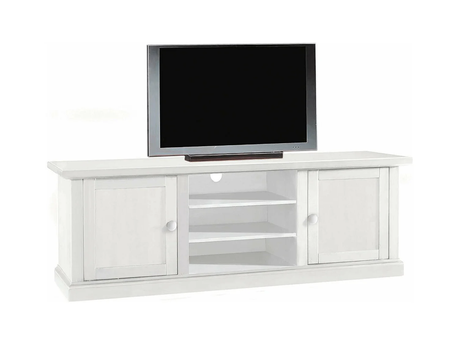 MilaniHome.it - Mobile Porta Tv In Legno Massello 46x160x56di coloreBianco