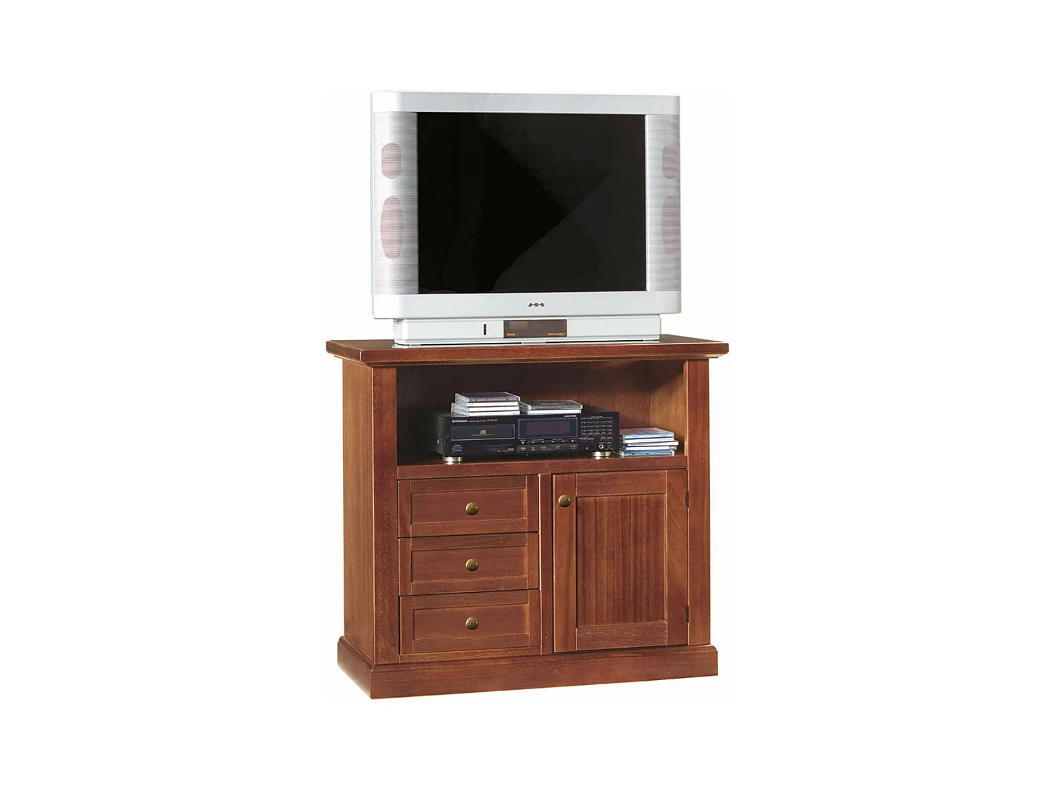 MilaniHome.it - Mobile Tv Porta Tv Tinta Noce 84x40x75 Per Interno Sala Da Pranzo Salotto Cucina Ufficio Massello Arte Poveradi coloreTinta noce