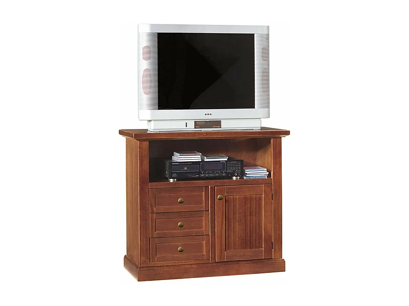 MilaniHome.it - Mobile Tv Porta Tv Tinta Noce 84x40x75 Per Interno Sala Da Pranzo Salotto Cucina Ufficio Massello Arte Poveradi coloreTinta noce