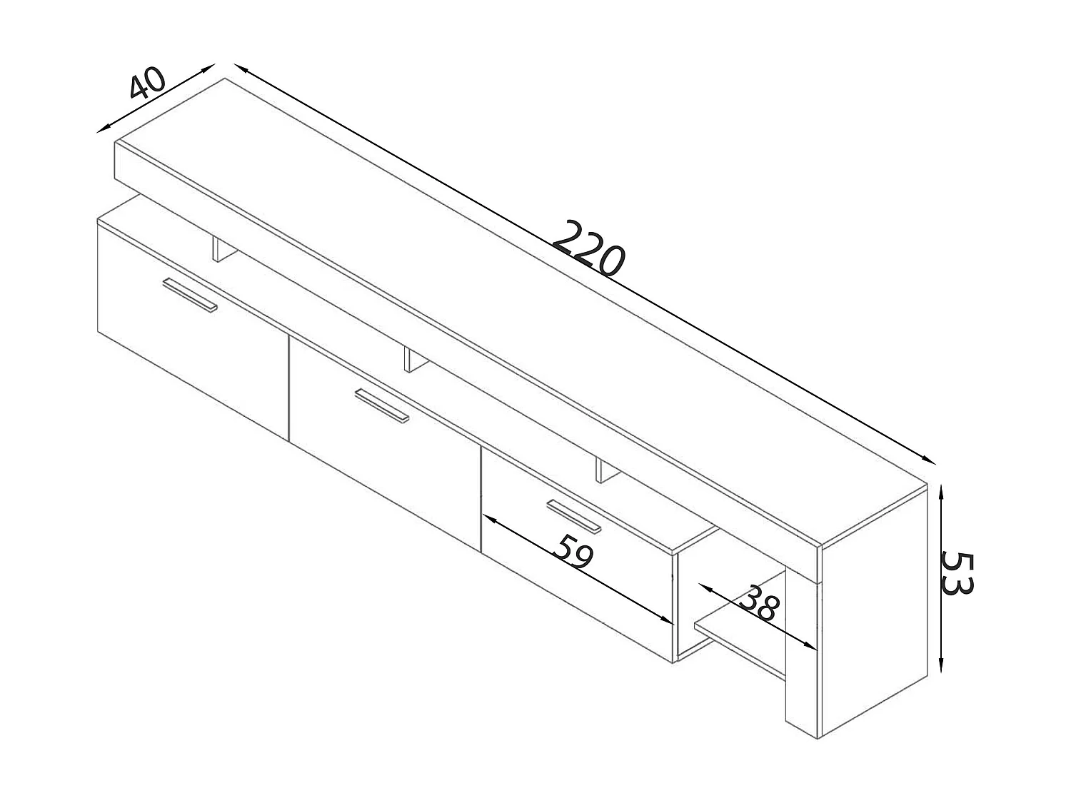 MilaniHome.it - porta tv di design con 3 cassetti di design moderno contemporaneo cm 220 x 40 x 52 hdi coloreCemento