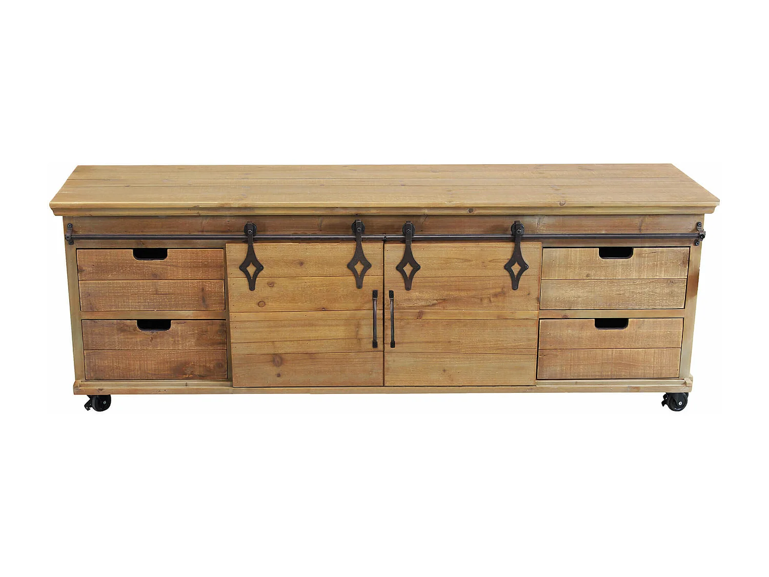 MilaniHome.it - porta TV in legnoe metallo per salotto soggiorno cucina di design industrial cm 151x45x52 hdi coloreMarrone