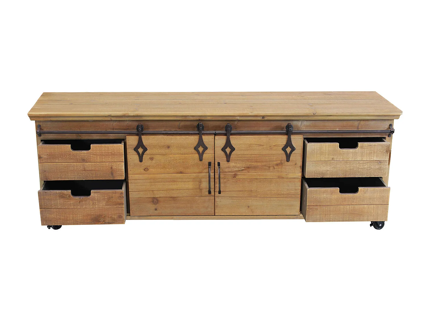 MilaniHome.it - porta TV in legnoe metallo per salotto soggiorno cucina di design industrial cm 151x45x52 hdi coloreMarrone