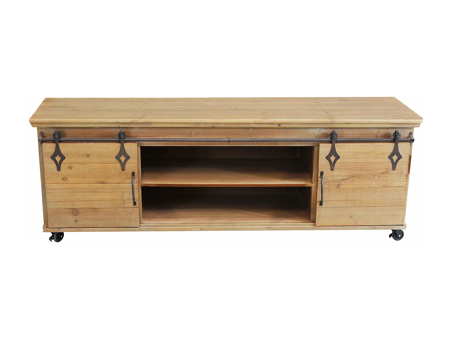 MilaniHome.it - porta TV in legnoe metallo per salotto soggiorno cucina di design industrial cm 151x45x52 hdi coloreMarrone