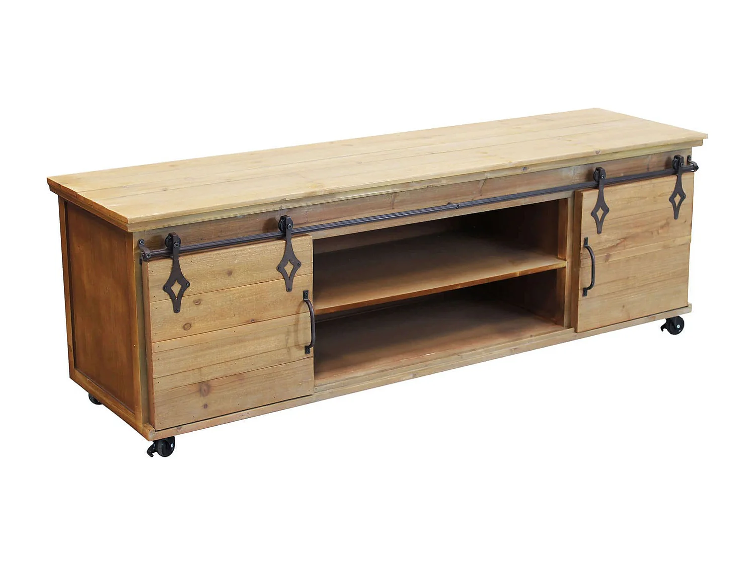 MilaniHome.it - porta TV in legnoe metallo per salotto soggiorno cucina di design industrial cm 151x45x52 hdi coloreMarrone