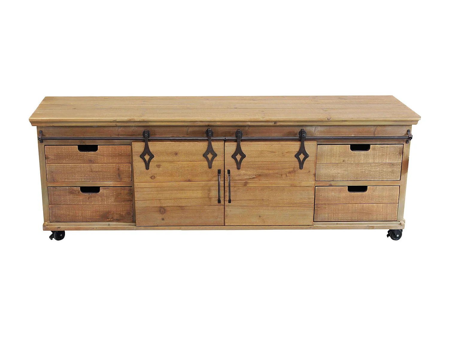 MilaniHome.it - porta TV in legnoe metallo per salotto soggiorno cucina di design industrial cm 151x45x52 hdi coloreMarrone