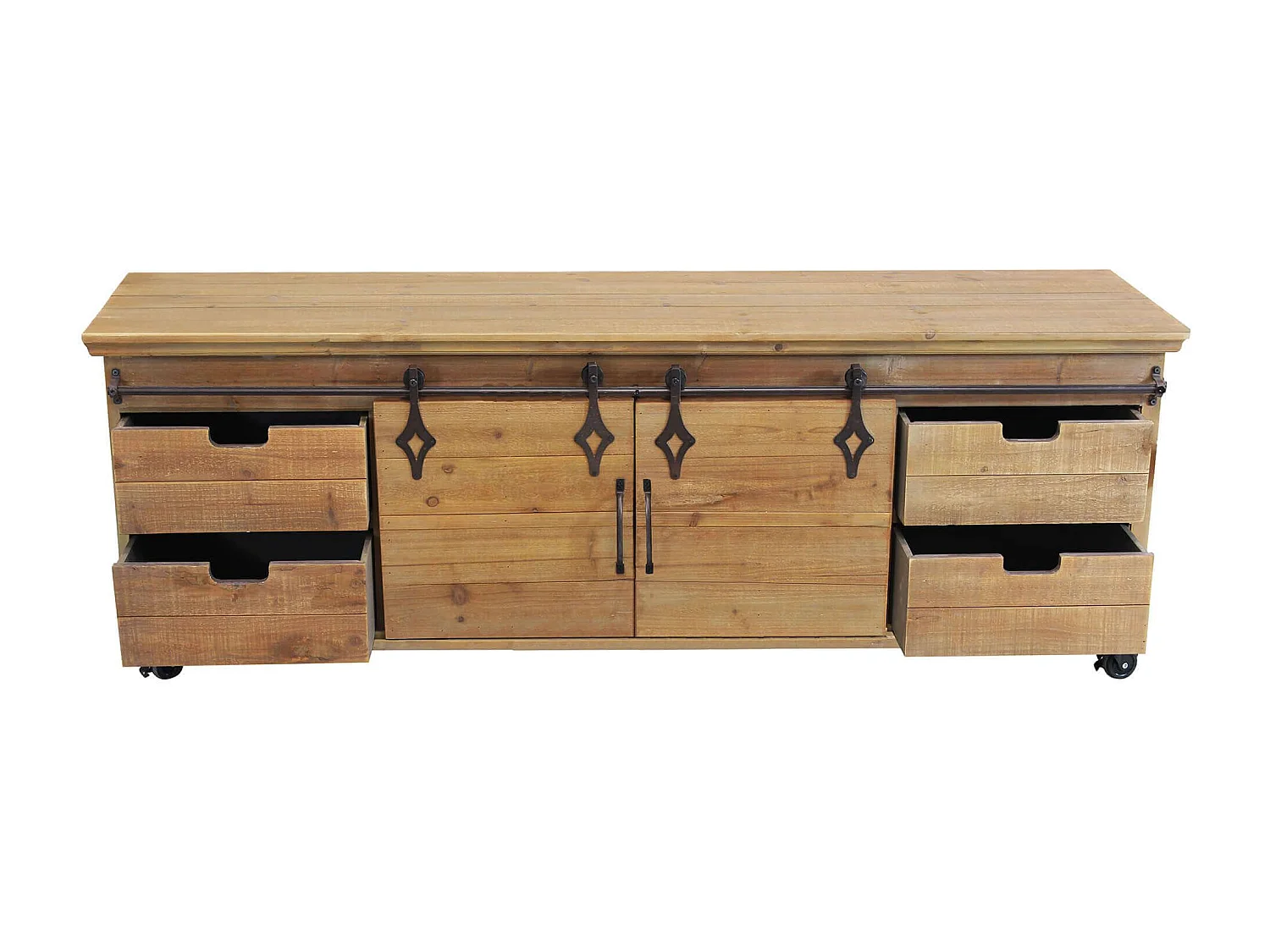 MilaniHome.it - porta TV in legnoe metallo per salotto soggiorno cucina di design industrial cm 151x45x52 hdi coloreMarrone