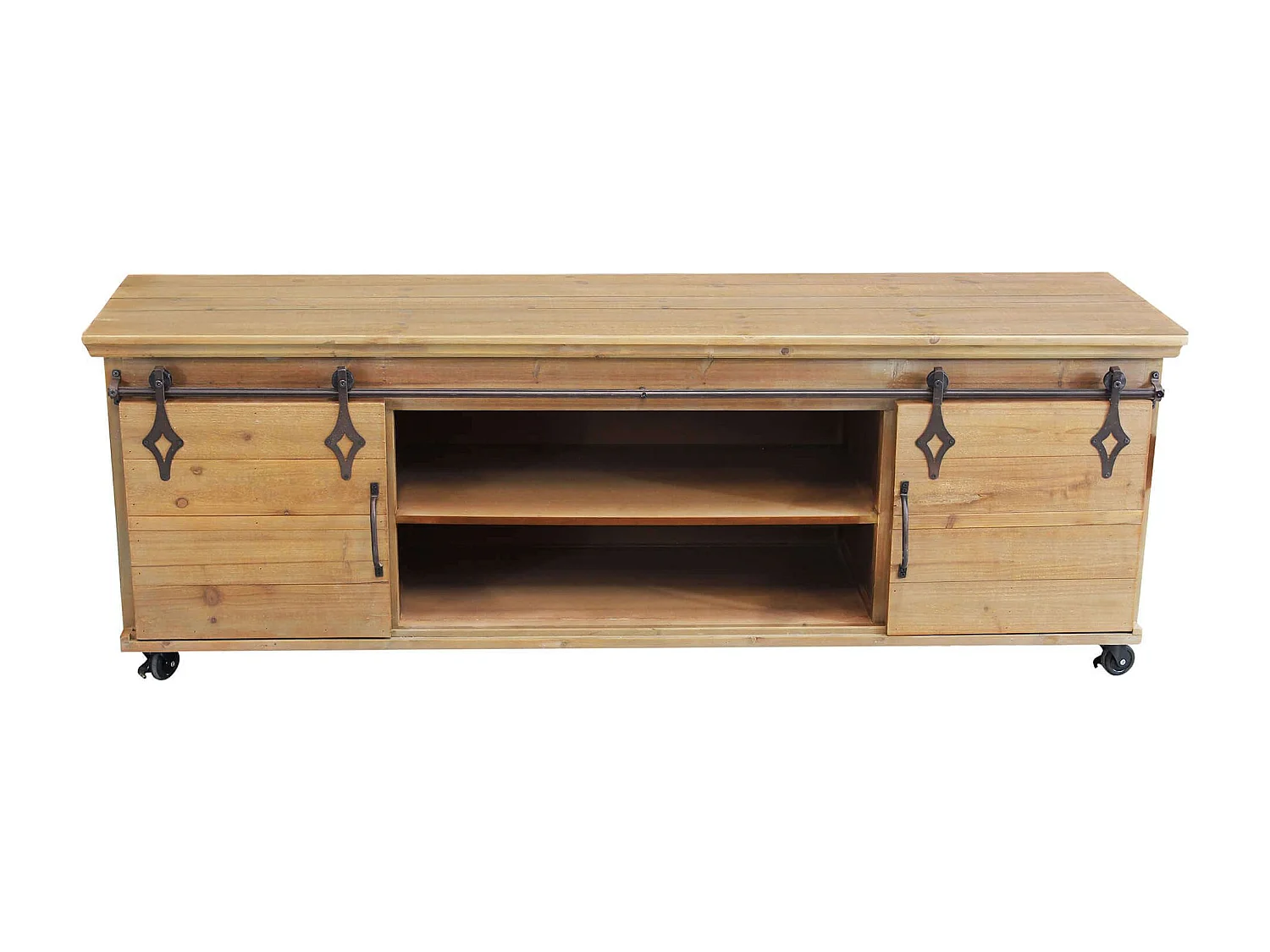 MilaniHome.it - porta TV in legnoe metallo per salotto soggiorno cucina di design industrial cm 151x45x52 hdi coloreMarrone