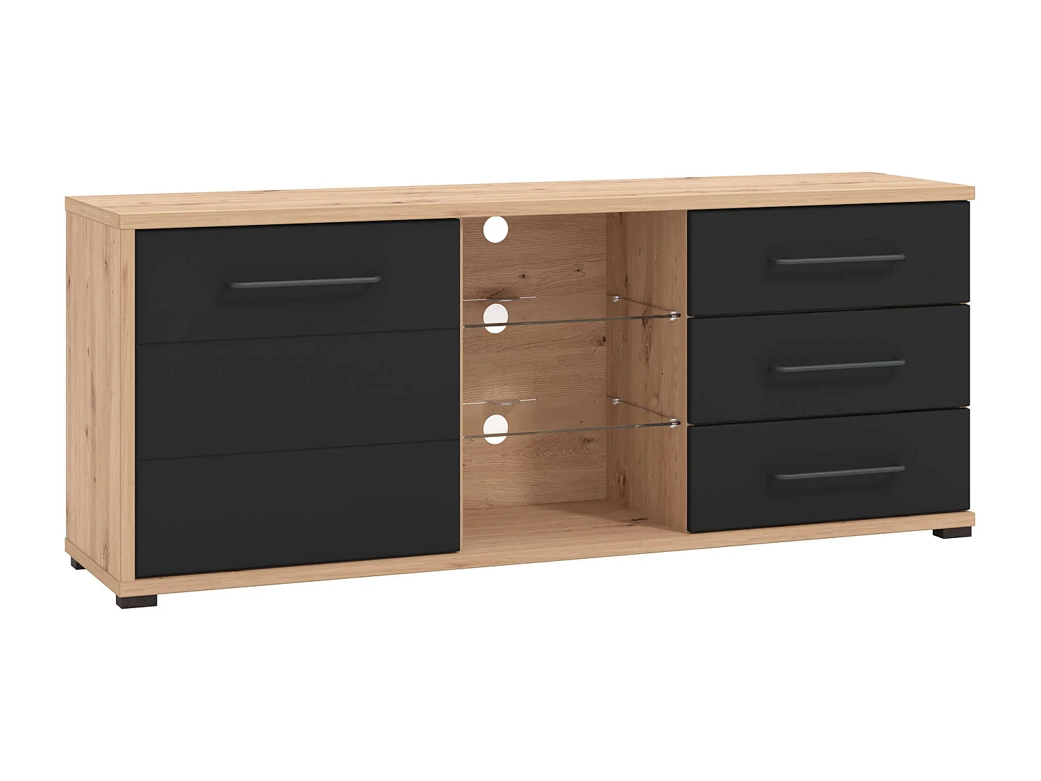 MilaniHome.it - porta tv un anta tre cassetti moderno minimal in legno di design moderno industrial cm 161,5 x 40 x 65 hdi coloreAntracite