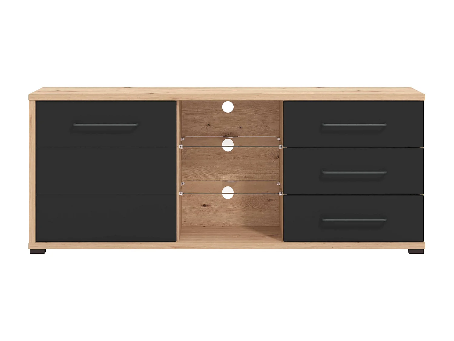 MilaniHome.it - porta tv un anta tre cassetti moderno minimal in legno di design moderno industrial cm 161,5 x 40 x 65 hdi coloreAntracite