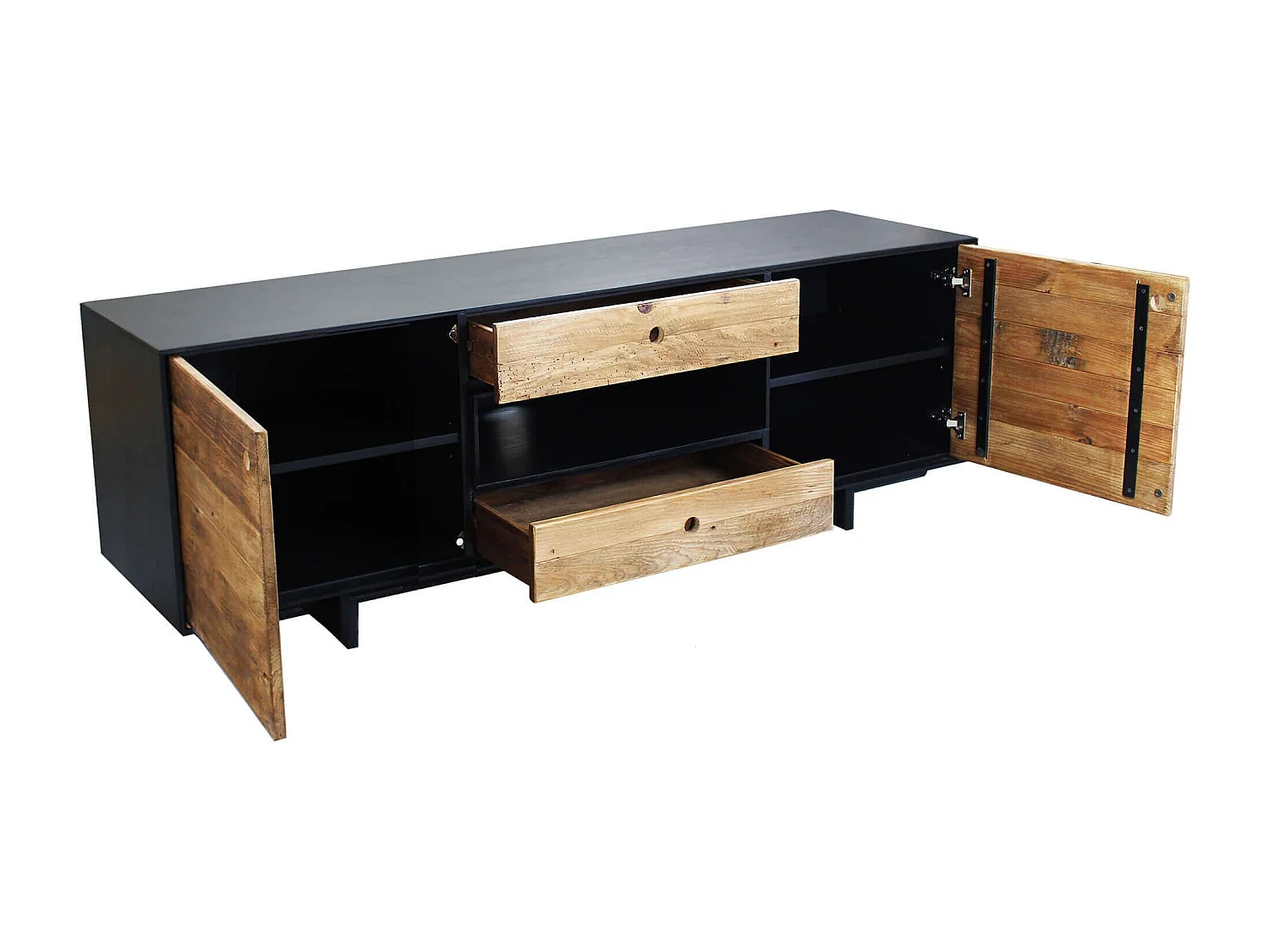 MilaniHome.it - porta tv di design moderno in legno di pino riciclato massiccio stile moderno vintagedi coloreMarrone