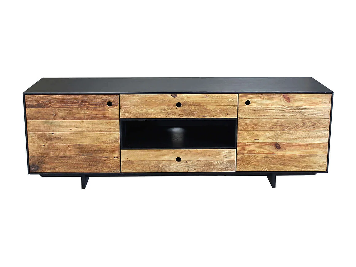 MilaniHome.it - porta tv di design moderno in legno di pino riciclato massiccio stile moderno vintagedi coloreMarrone