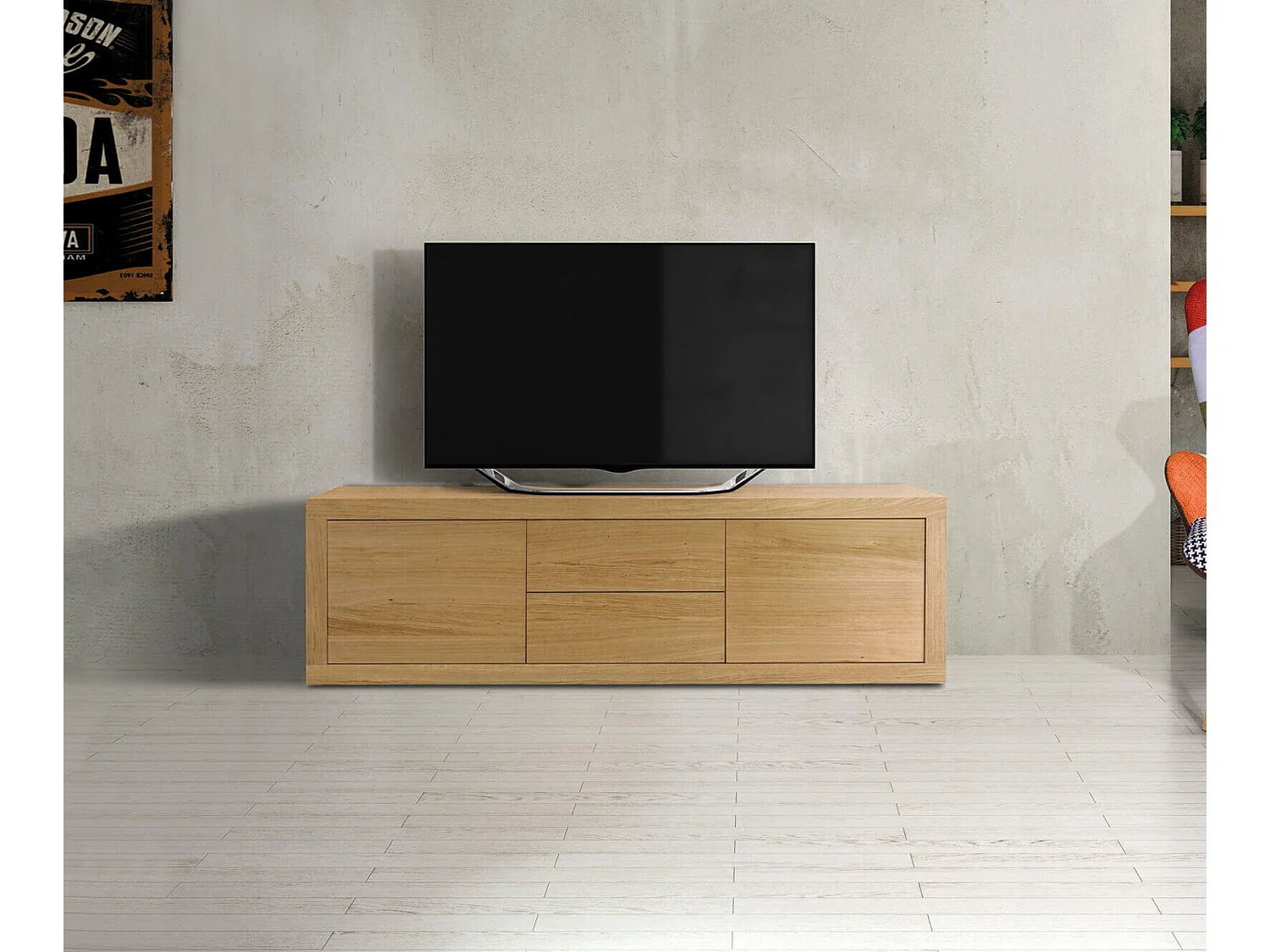 MilaniHome.it - Mobile Tv Porta Tv Cm 170x45x50 H Legno Naturale Per Interno Casa Salotto Soggiorno Camera Da Lettodi coloreMarrone