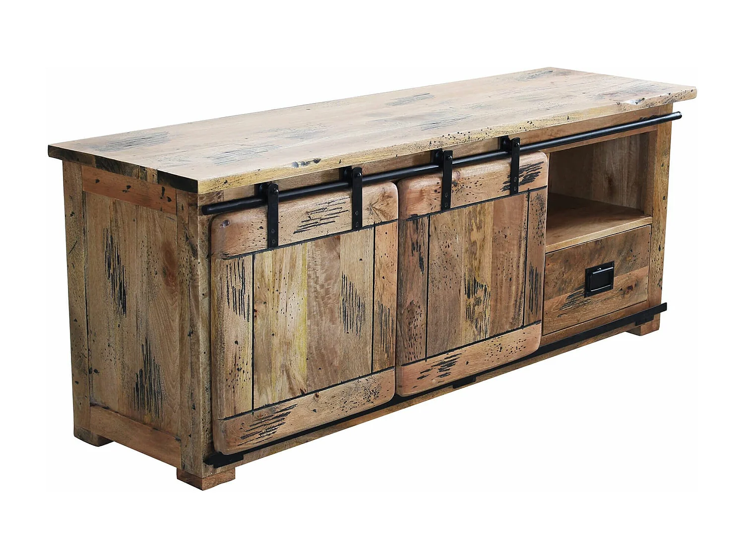 MilaniHome.it - porta TV legno di mango di design moderno industrial cm 150x45x60 hdi coloreMarrone