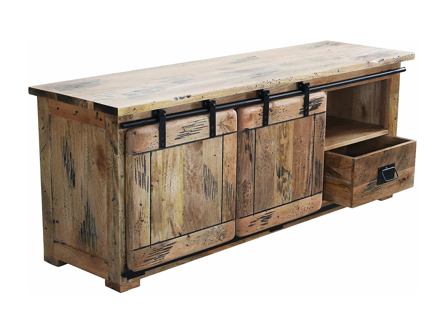 MilaniHome.it - porta TV legno di mango di design moderno industrial cm 150x45x60 hdi coloreMarrone