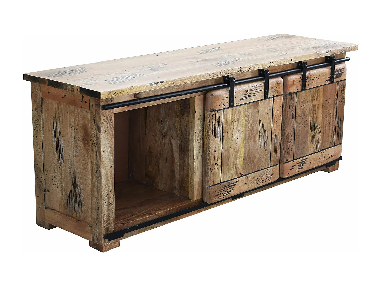 MilaniHome.it - porta TV legno di mango di design moderno industrial cm 150x45x60 hdi coloreMarrone
