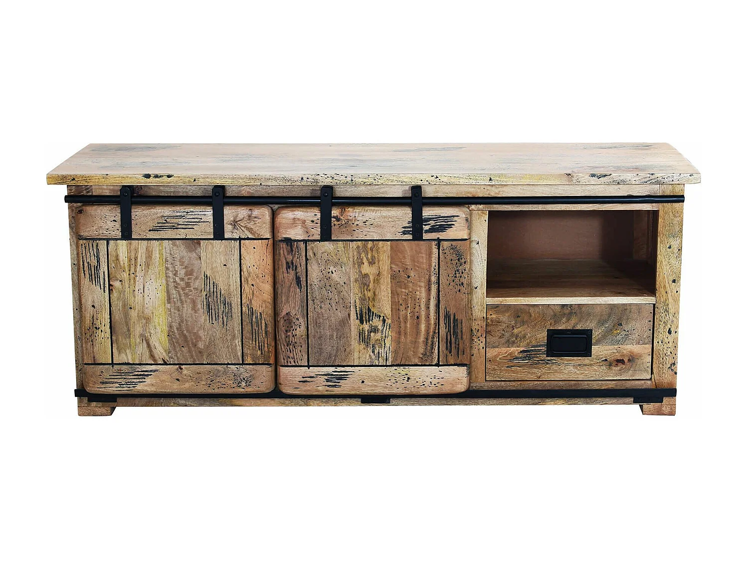 MilaniHome.it - porta TV legno di mango di design moderno industrial cm 150x45x60 hdi coloreMarrone