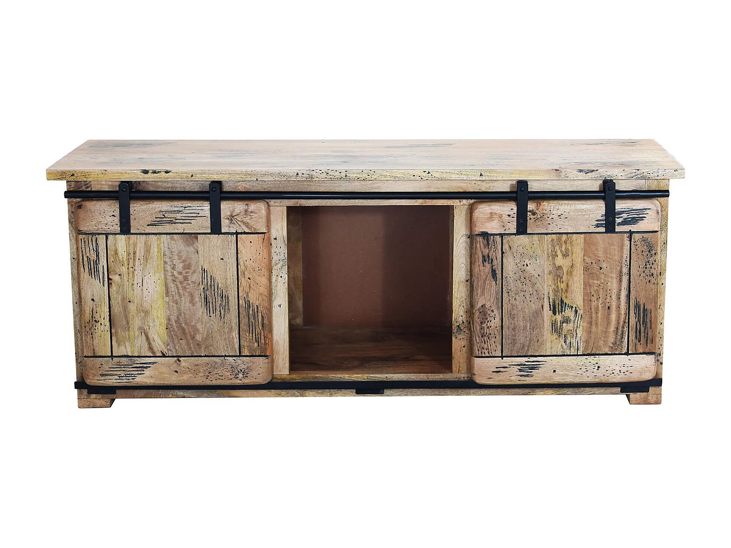 MilaniHome.it - porta TV legno di mango di design moderno industrial cm 150x45x60 hdi coloreMarrone
