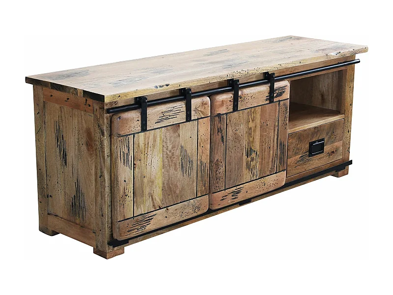 MilaniHome.it - porta TV legno di mango di design moderno industrial cm 150x45x60 hdi coloreMarrone