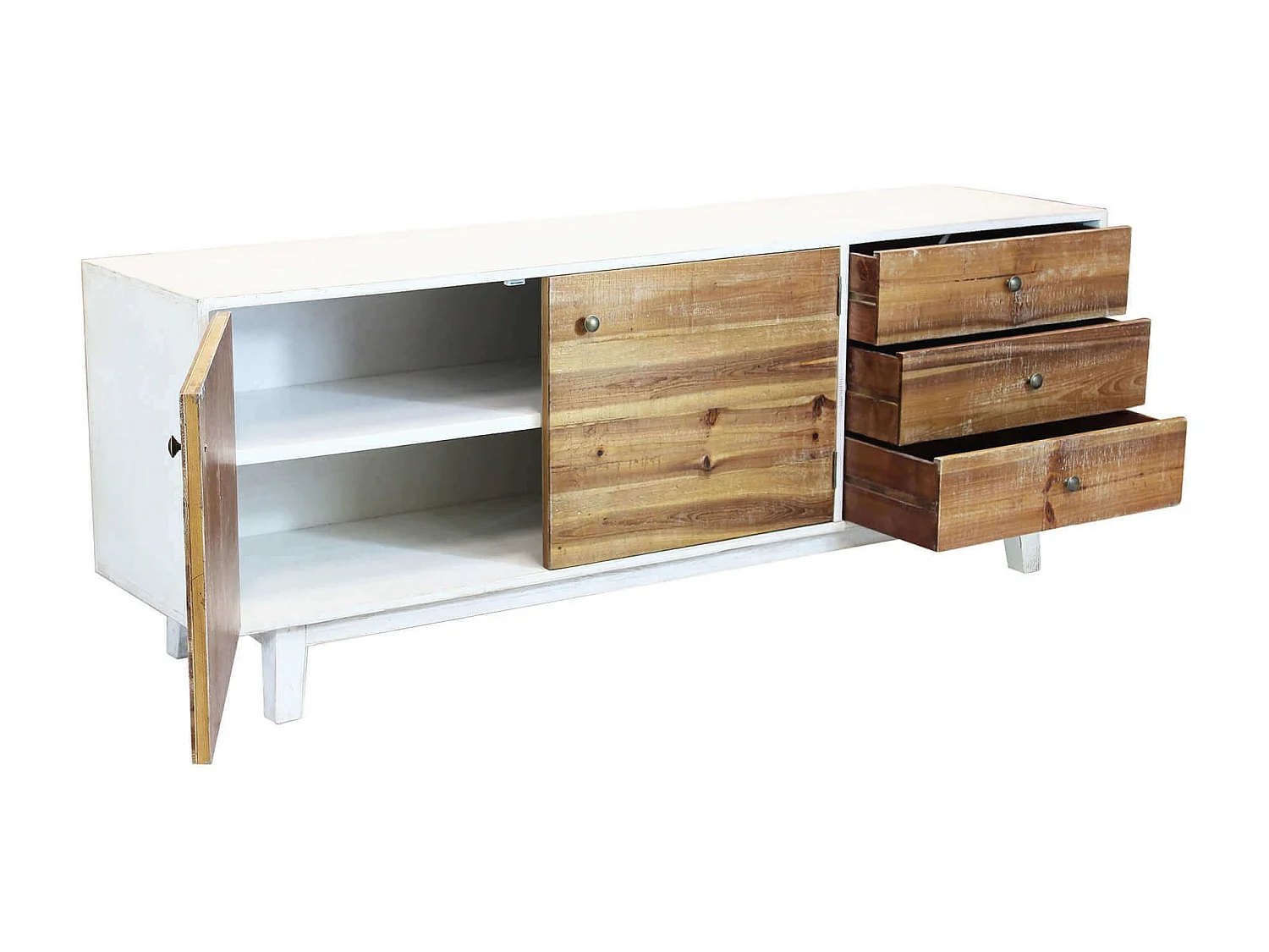 MilaniHome.it - Porta TV con 2 ante e 3 cassetti di design moderno per salotto cucina sala da pranzo cm 178x45x66 hdi coloreBianco