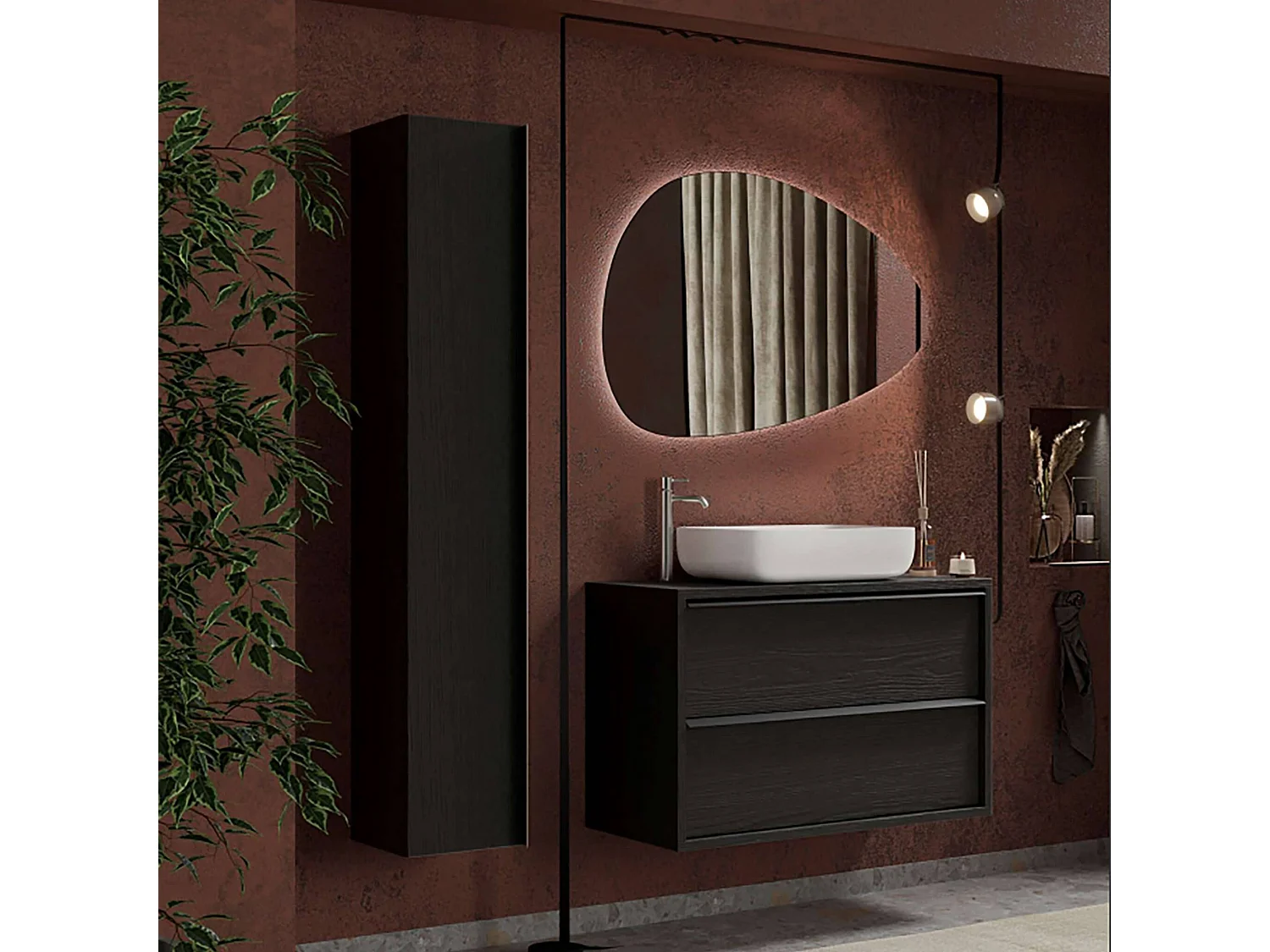 MilaniHome.it - collonna sospesa da un anta di design moderno industrial cm 26 x 138 x 26 hdi coloreAntracite