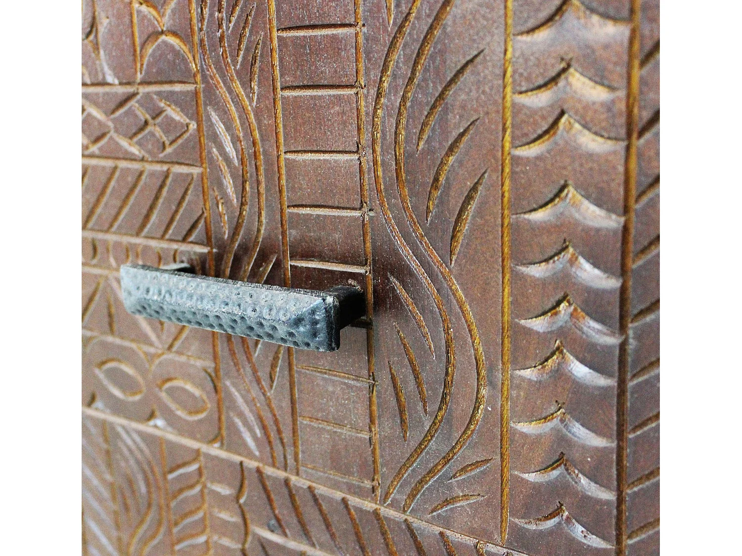 MilaniHome.it - Porta tv con decoro wengé con 4 ante in legno di mango con struttura in ferro cm 150x40x55 hdi coloreMarrone