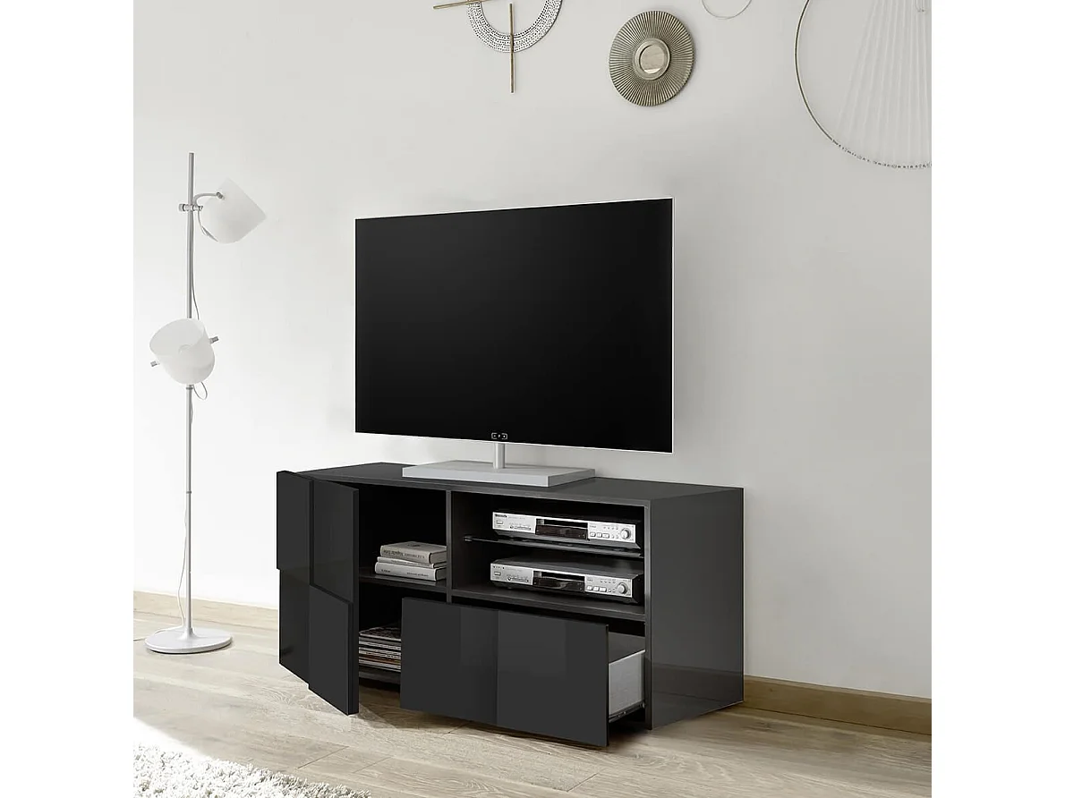 MilaniHome.it - porta tv moderno di design moderno industrial cm 122 x 57 x 43 hdi coloreAntracite