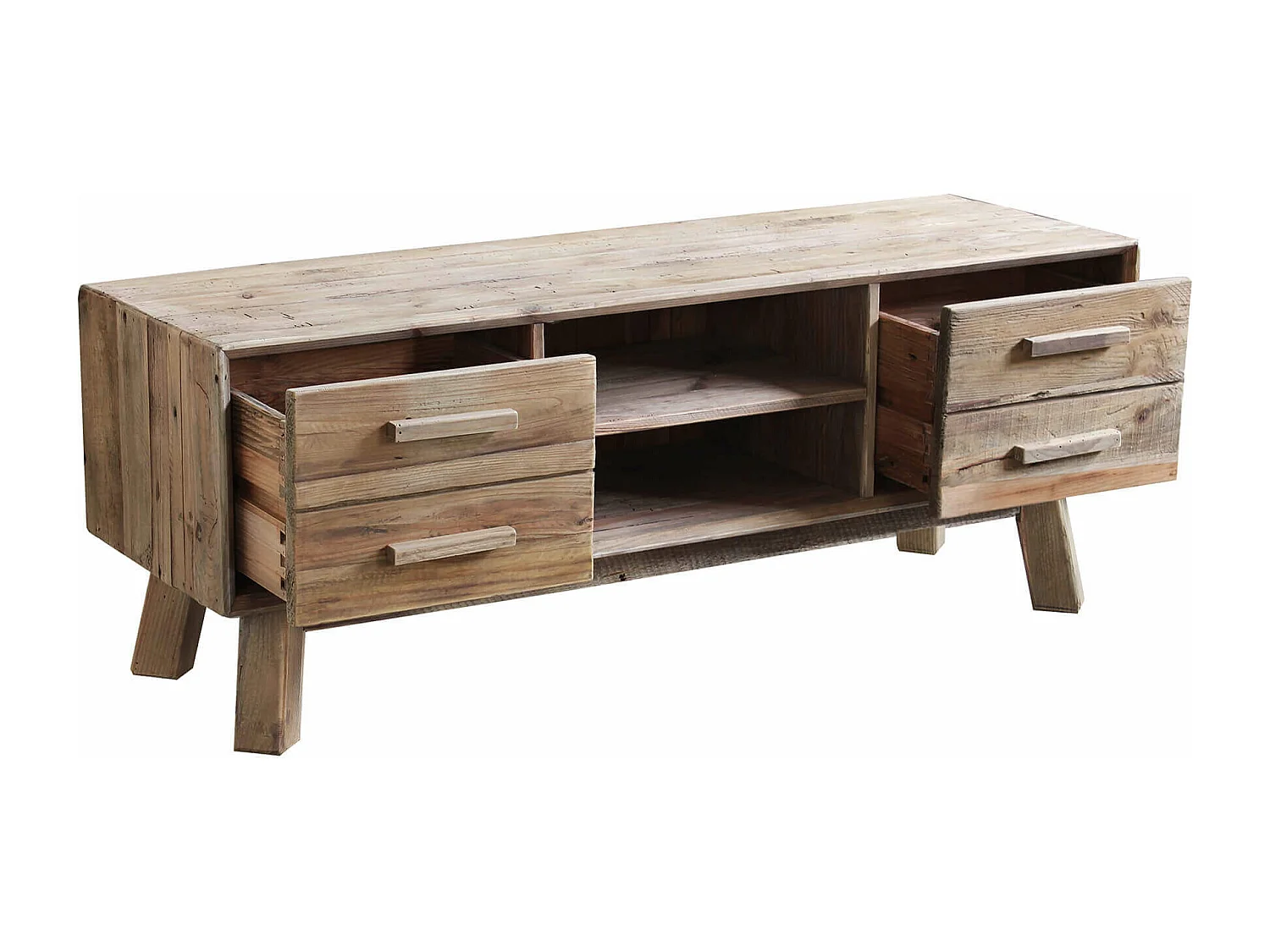 MilaniHome.it - Mobile Porta Tv Supporto Televisione Con 4 Cassetti 2 Ripiani Stile Moderno Cm 130x40x48 Hdi coloreMarrone