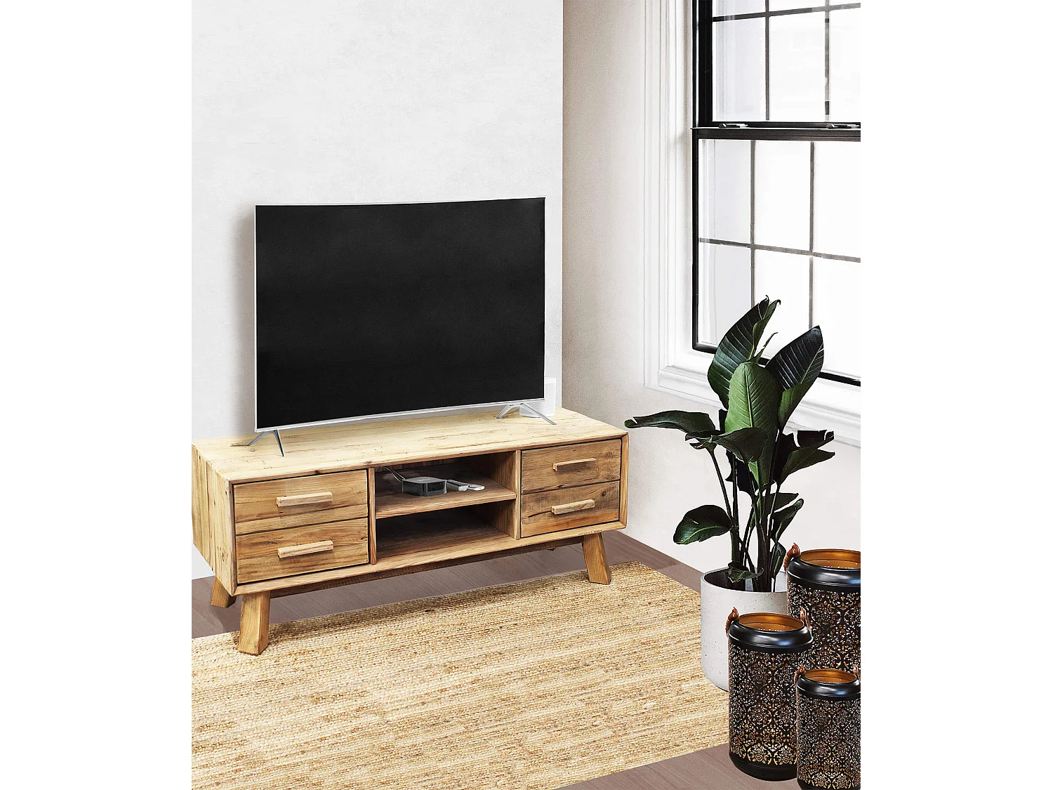 MilaniHome.it - Mobile Porta Tv Supporto Televisione Con 4 Cassetti 2 Ripiani Stile Moderno Cm 130x40x48 Hdi coloreMarrone