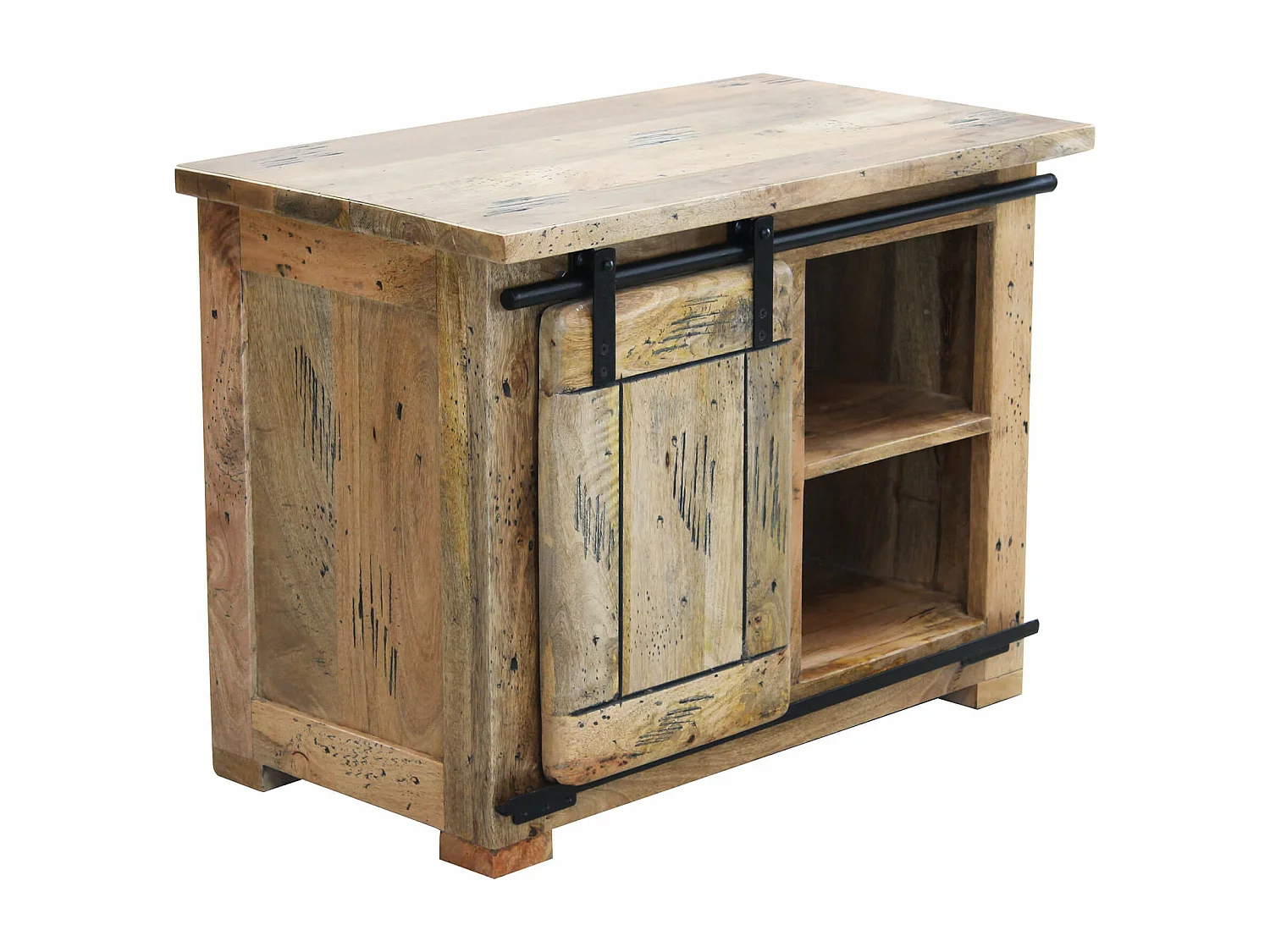 MilaniHome.it - porta TV legno di mango di design moderno industrial cm 80x45x60 hdi coloreMarrone