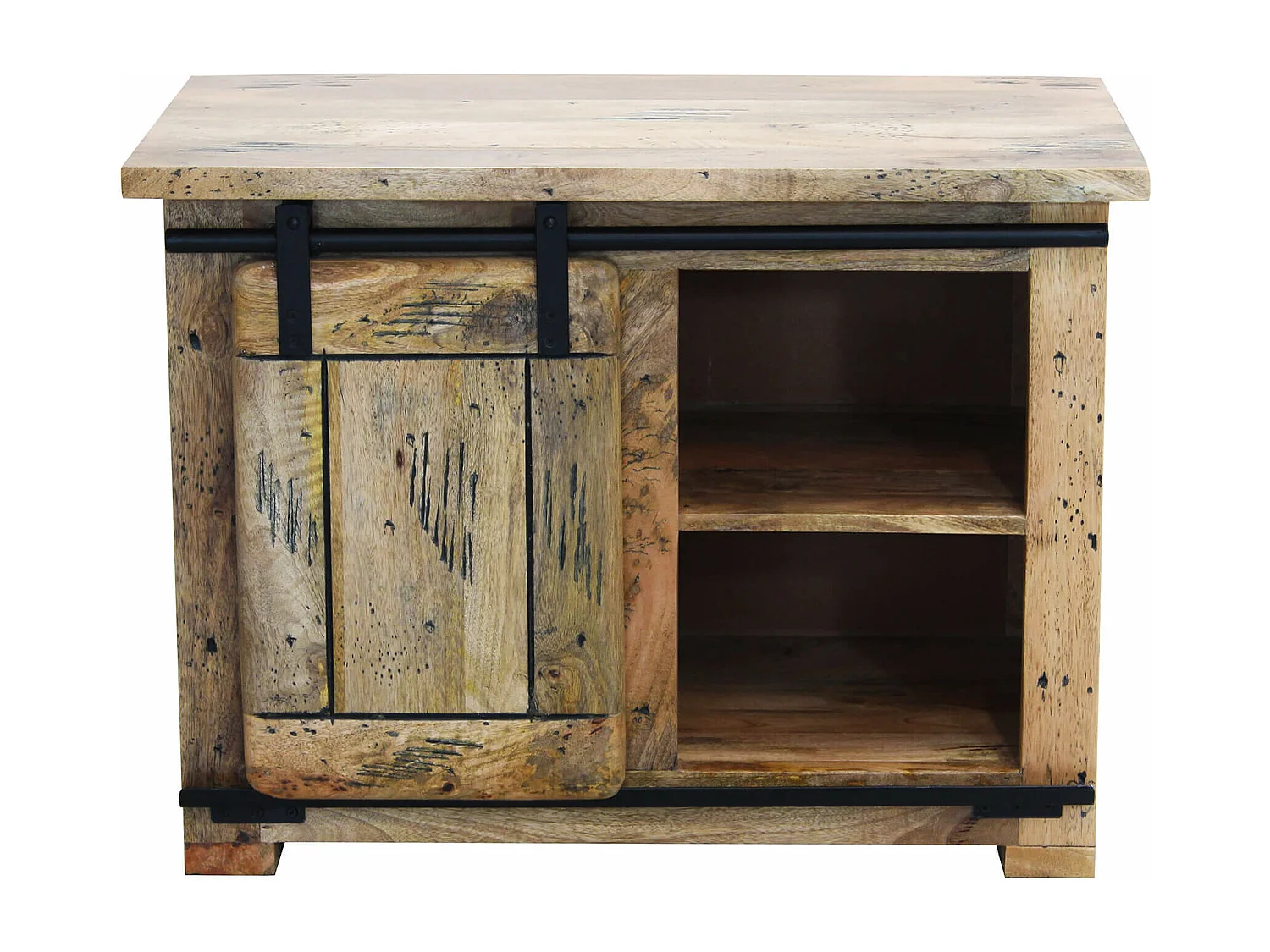 MilaniHome.it - porta TV legno di mango di design moderno industrial cm 80x45x60 hdi coloreMarrone