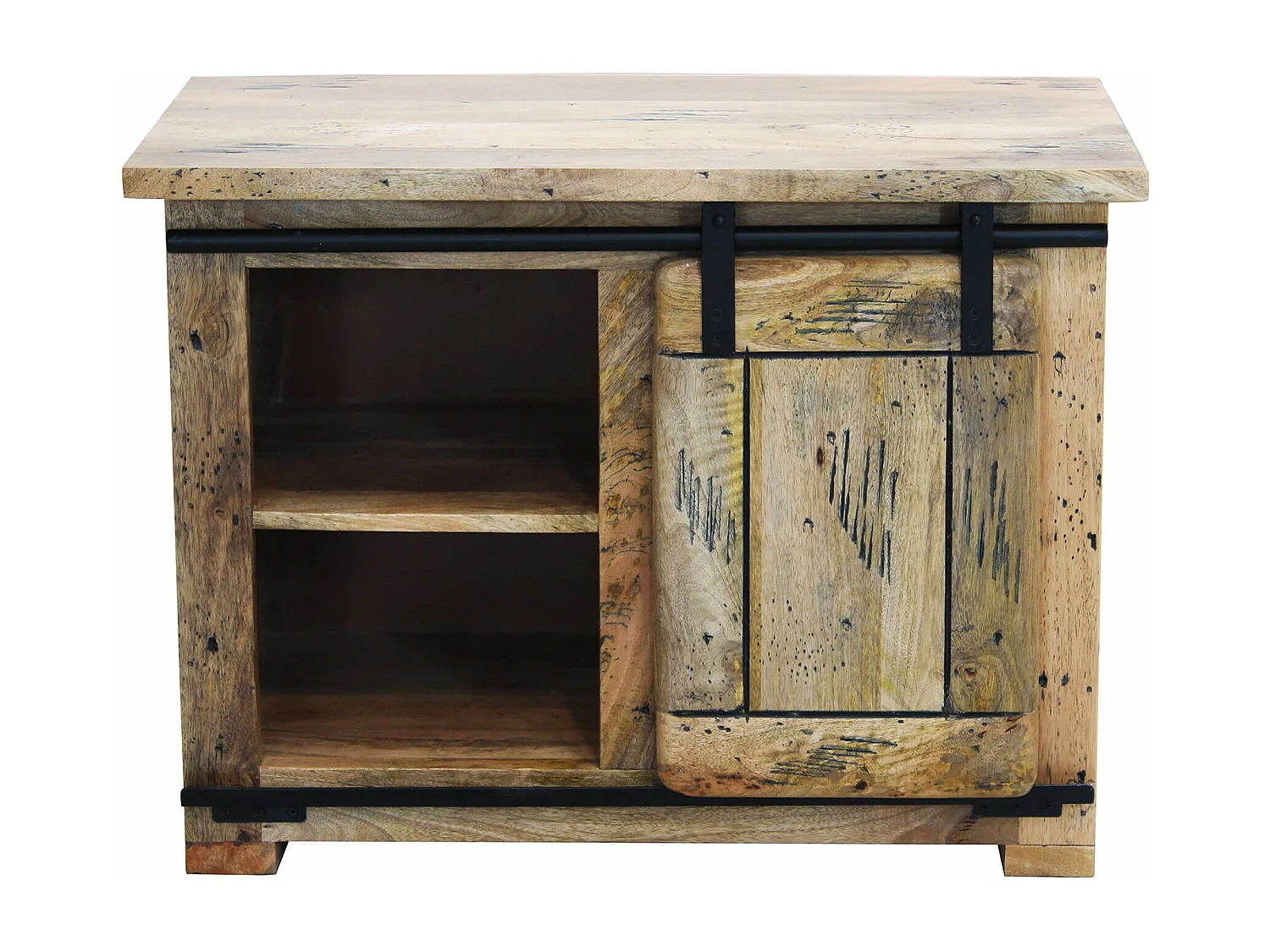 MilaniHome.it - porta TV legno di mango di design moderno industrial cm 80x45x60 hdi coloreMarrone