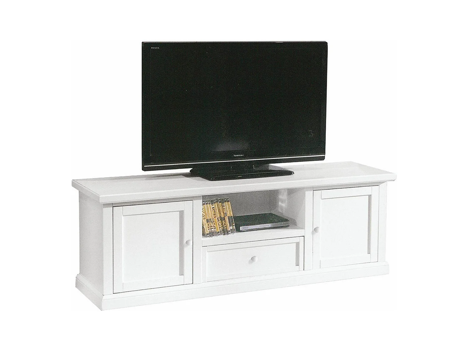 MilaniHome.it - Mobile Porta Tv In Legno Massello 45x160x56di coloreBianco