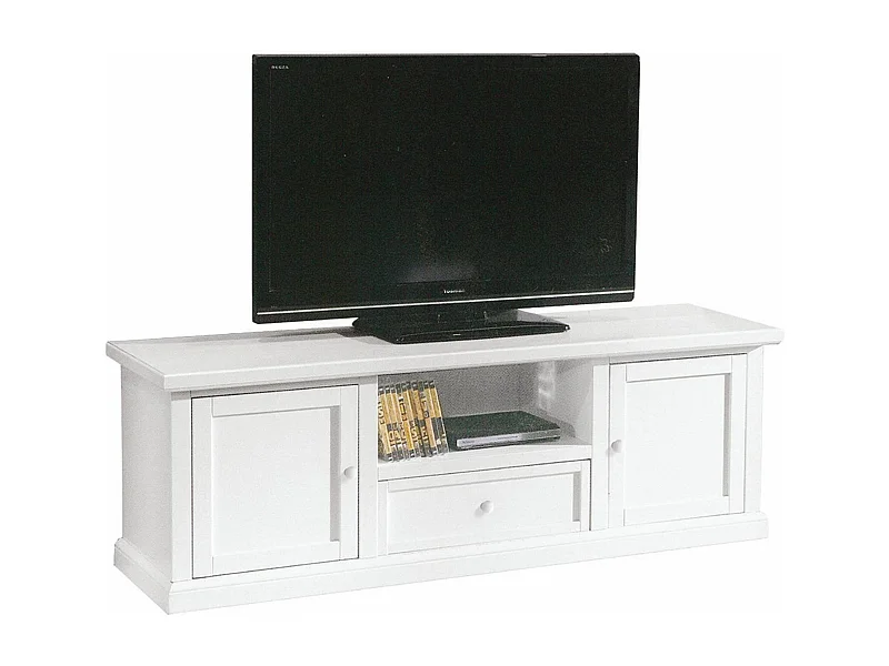 MilaniHome.it - Mobile Porta Tv In Legno Massello 45x160x56di coloreBianco