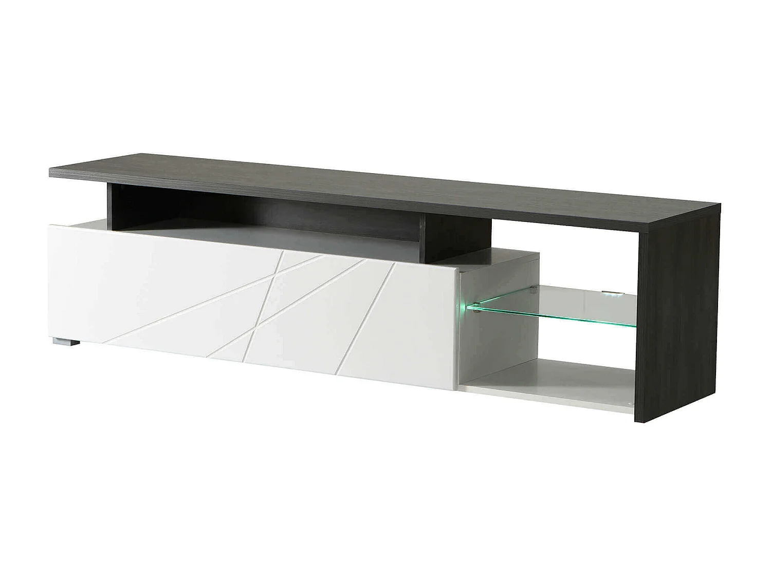 MilaniHome.it - porta tv anta decorata moderno minimal in legno di design moderno industrial cm 170 x 41,5 x 46,5 hdi coloreAntracite