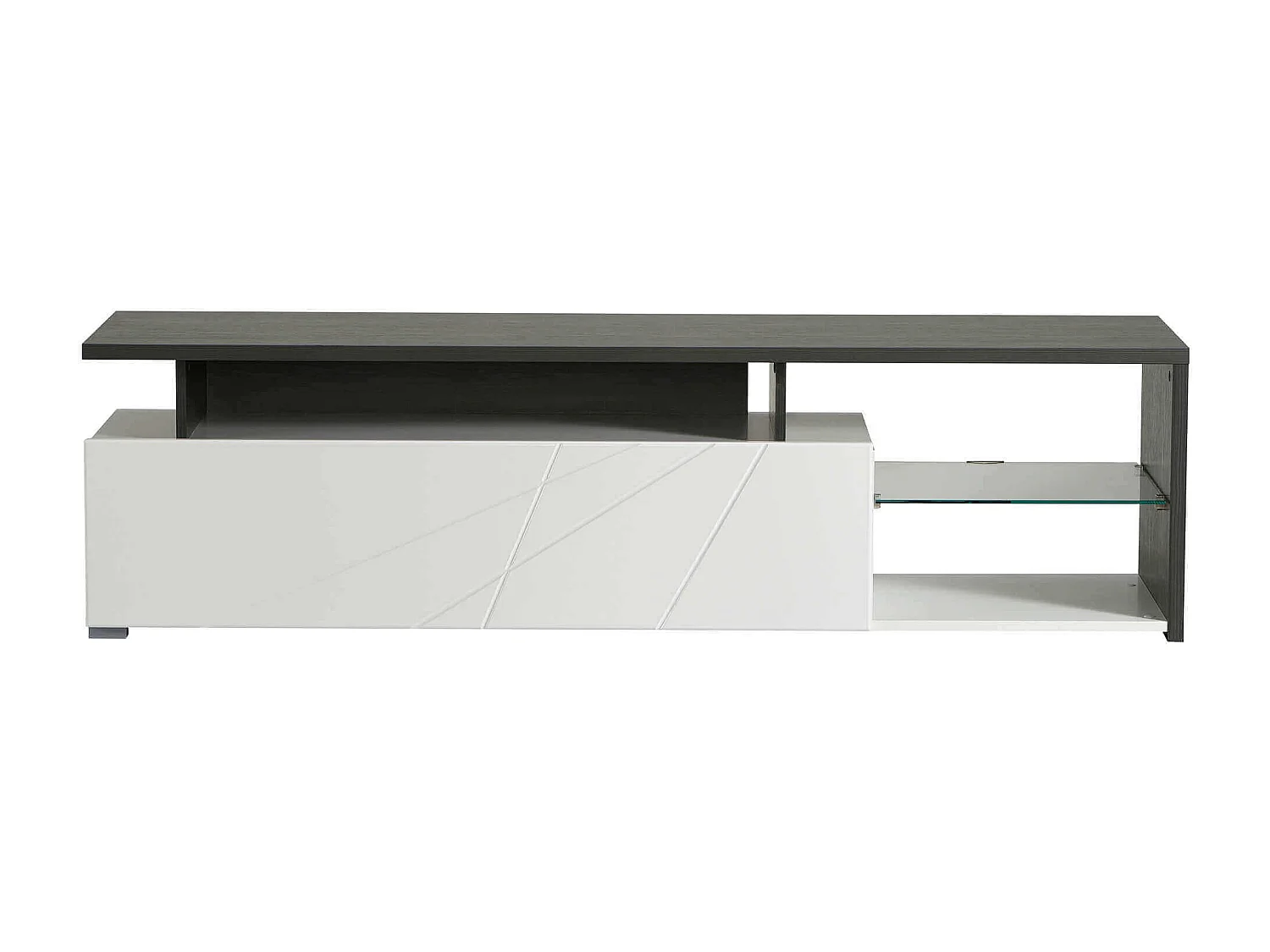 MilaniHome.it - porta tv anta decorata moderno minimal in legno di design moderno industrial cm 170 x 41,5 x 46,5 hdi coloreAntracite