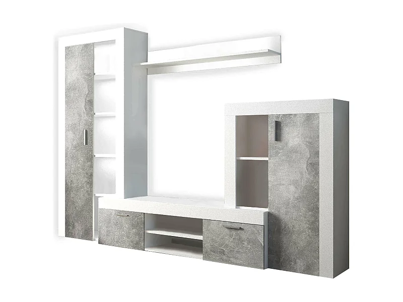 MilaniHome.it - parete attrezzata porta tv soggiorno moderna di design 263x40x200 hdi coloreCemento