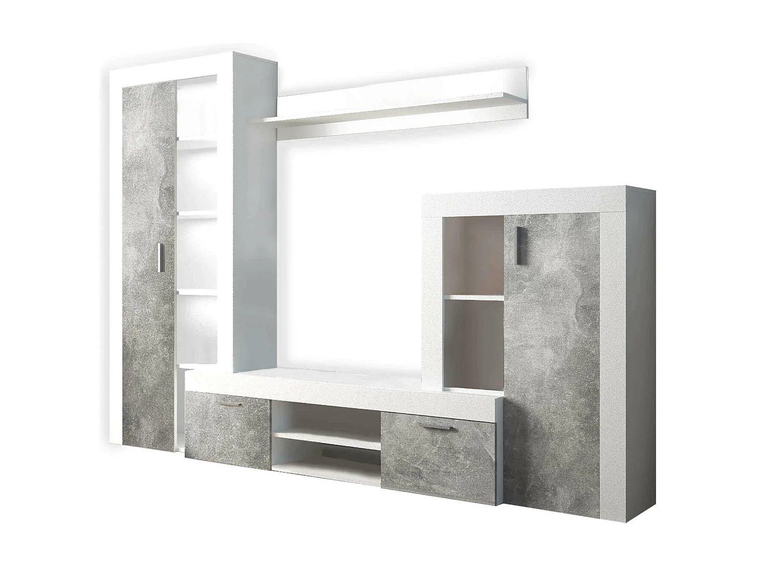 MilaniHome.it - parete attrezzata porta tv soggiorno moderna di design 263x40x200 hdi coloreCemento